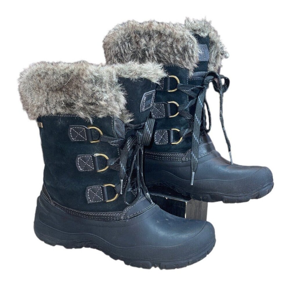 Khombu Women Rubber Faux Fur High Boots Suede Black Size 10 M